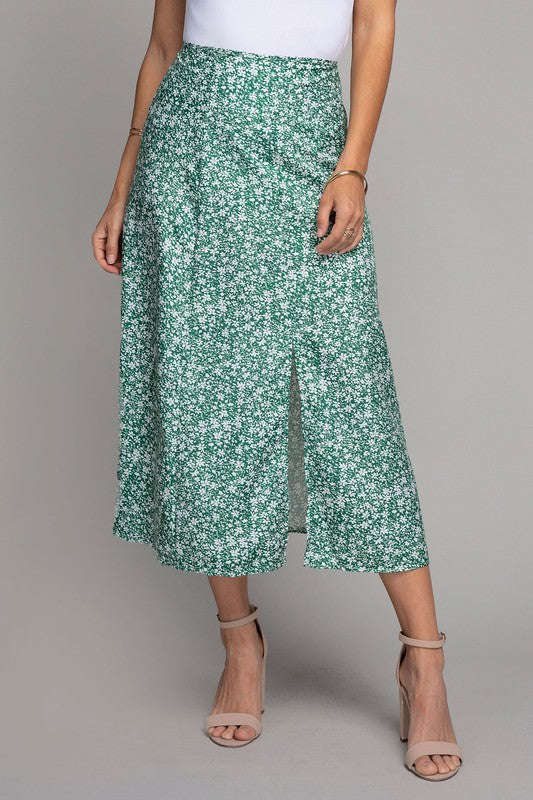 Floral midi skirt with slit