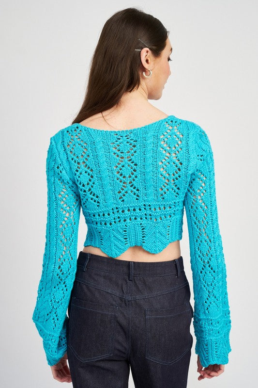 Crochet Cropped Top With Front Tie