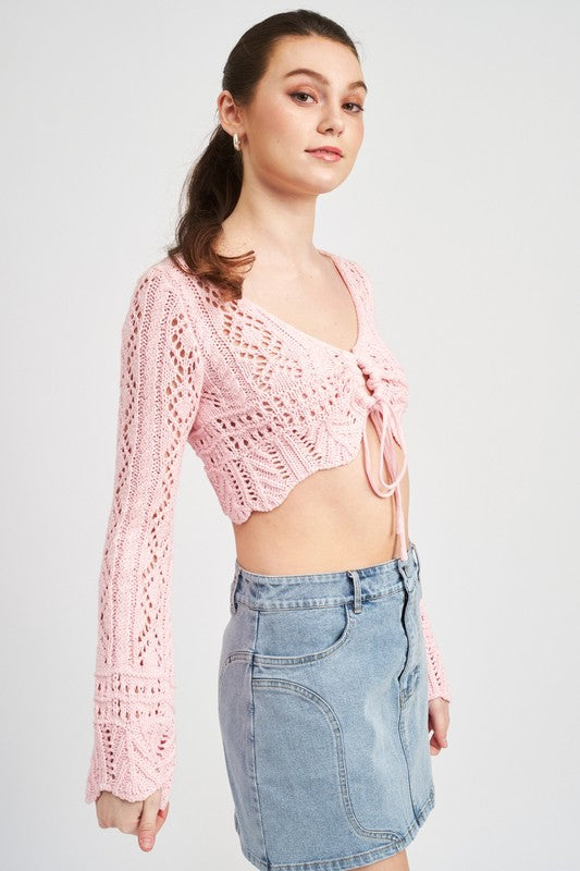 Crochet Cropped Top With Front Tie