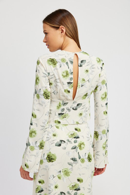 Floral Blouse With Neck Tie