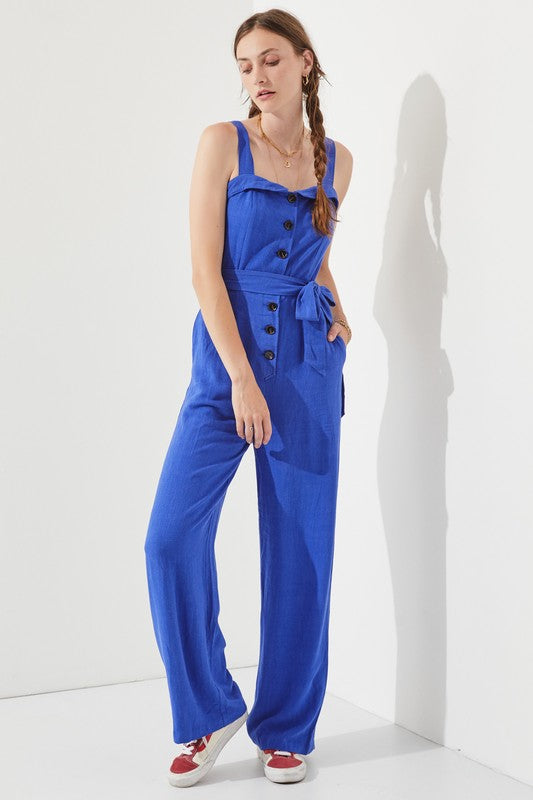 Adjustable Button Down Jumpsuit