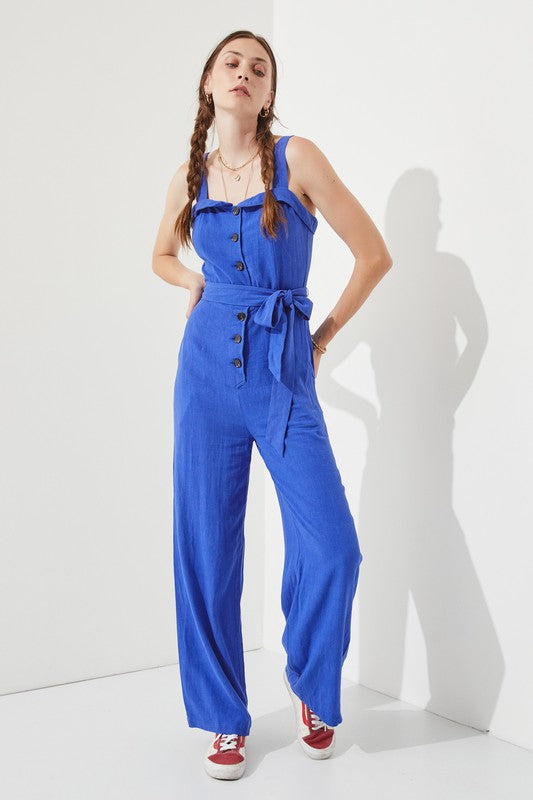 Adjustable Button Down Jumpsuit