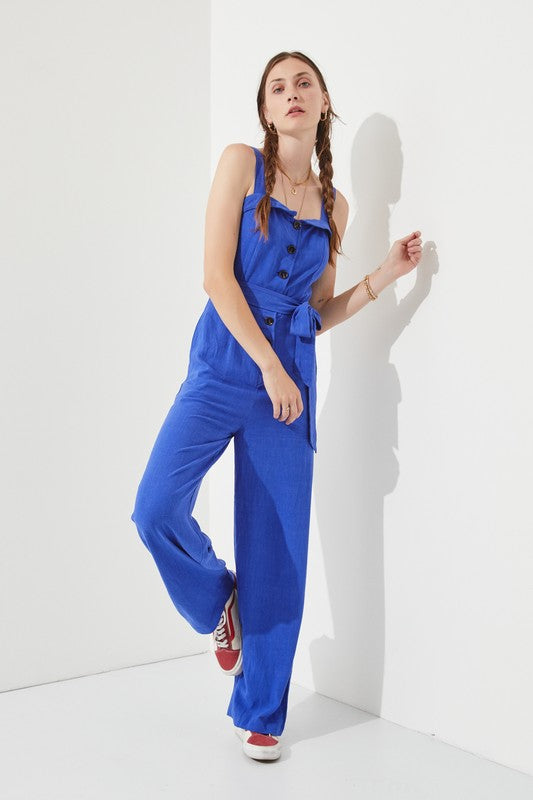 Adjustable Button Down Jumpsuit