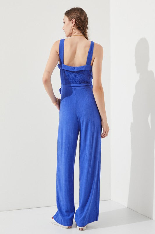 Adjustable Button Down Jumpsuit