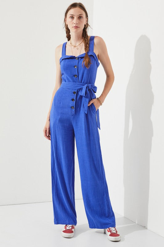 Adjustable Button Down Jumpsuit